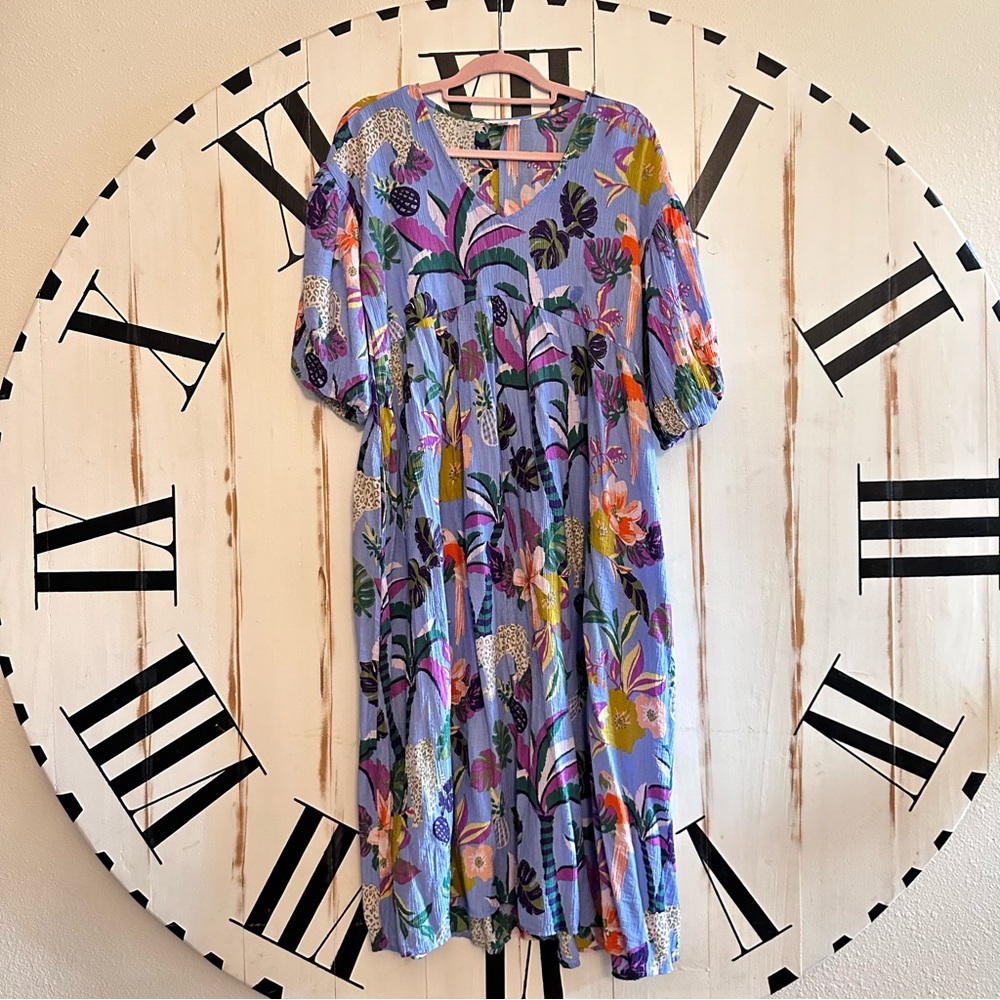 Purple Tropical Print Dress